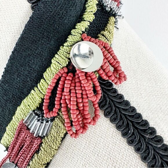 Nanette Lepore Anthropologie Black Knit Beaded Racerback Dress Cover-Up‎ Sz L - Picture 10 of 15